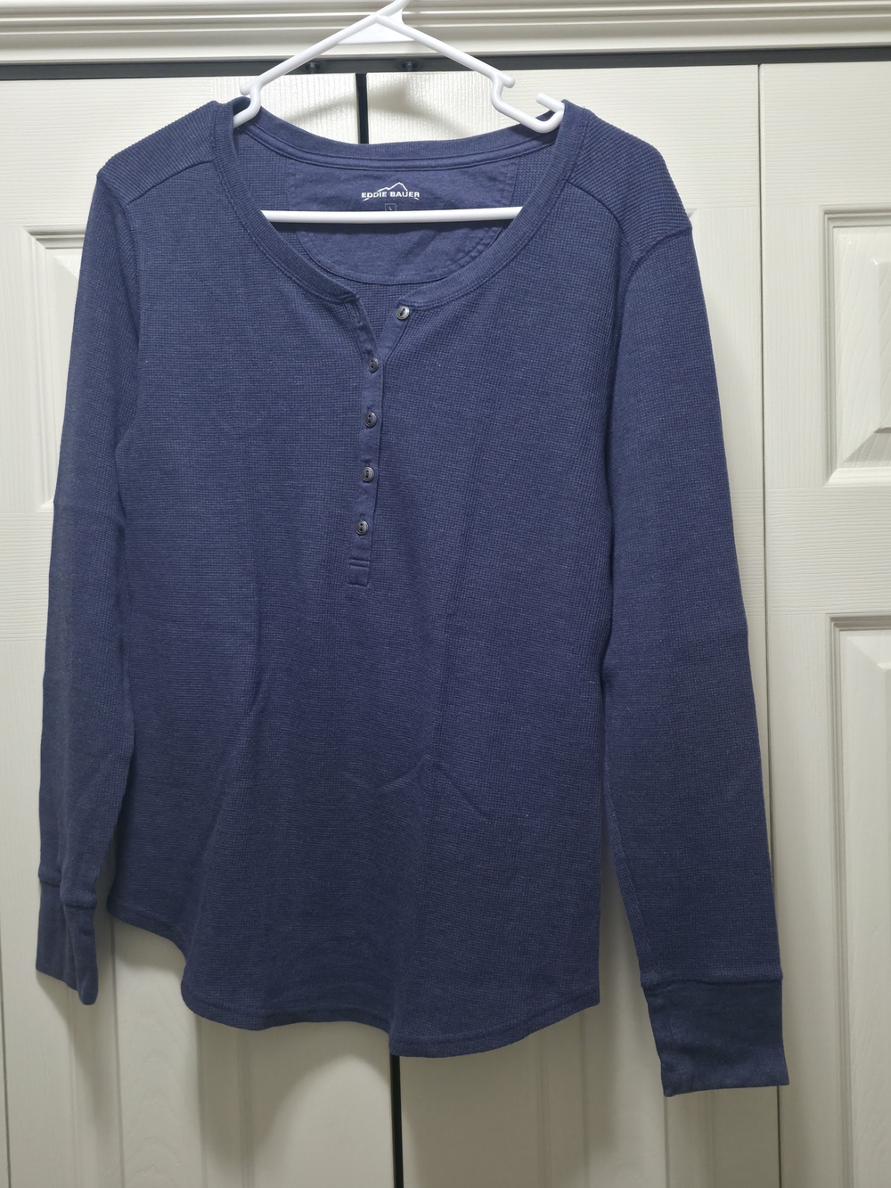 Eddie Bauer Navy Blue/Periwinkle Thermal Crewneck Women's L